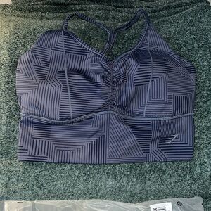 Gymshark Lakeside Blue Print Elevate Long Line Sports Bra - M